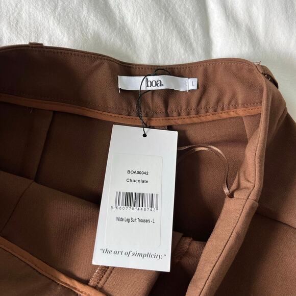 Because of Alice BOA NWT Wide Leg Suit Trouser Pants in Chocolate Brown Large - Picture 7 of 15